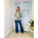 Dog Print Jumper  - Grey Mix