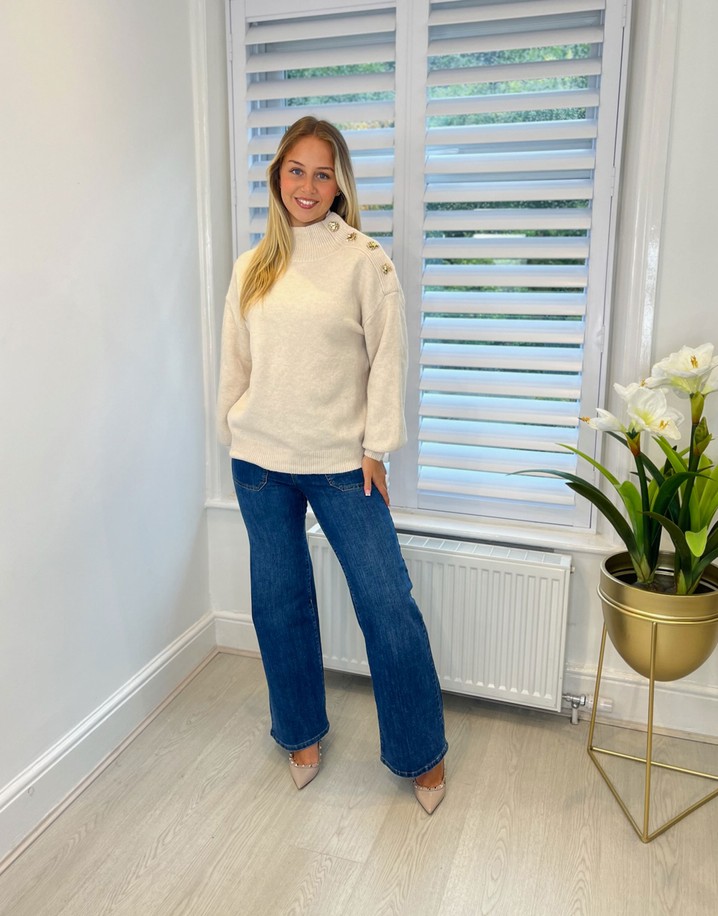 Lucy Cobb Button Shoulder Jumper - Cream