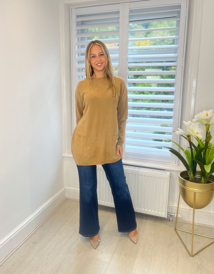 Lucy Cobb Bettie Bow Back Jumper - Camel