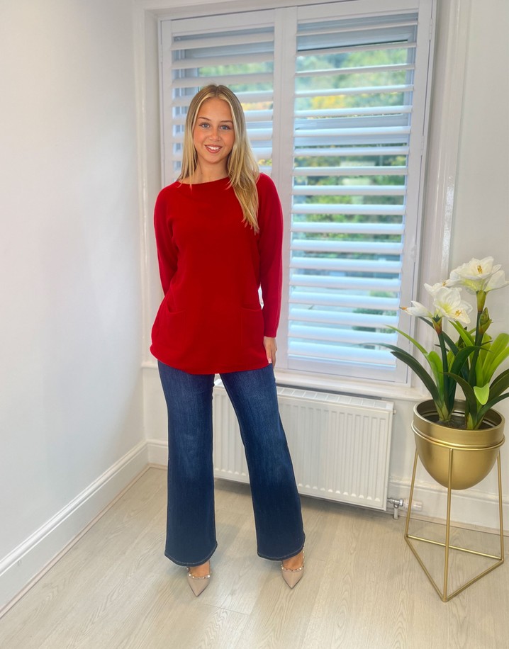Lucy Cobb Bettie Bow Back Jumper - Red