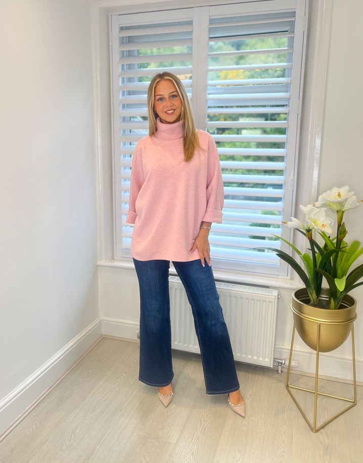 Lucy Cobb Rhia Roll Neck Jumper  - Baby Pink