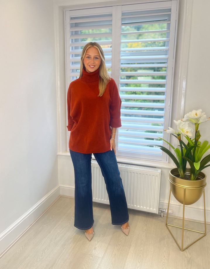 Lucy Cobb Rhia Roll Neck Jumper  - Burnt Orange