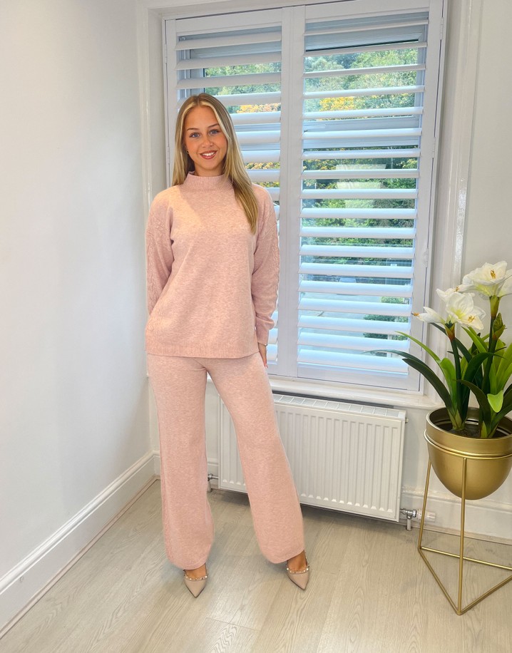 Lucy Cobb Cable Knit Stripe Knitted Co-ord - Baby Pink