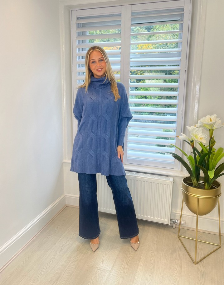 Lucy Cobb Cleo Cable Knit Jumper in Denim Blue