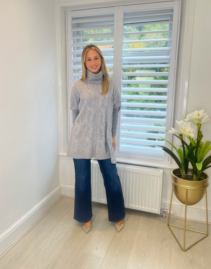 Lucy Cobb Cleo Cable Knit Jumper in Mid Grey
