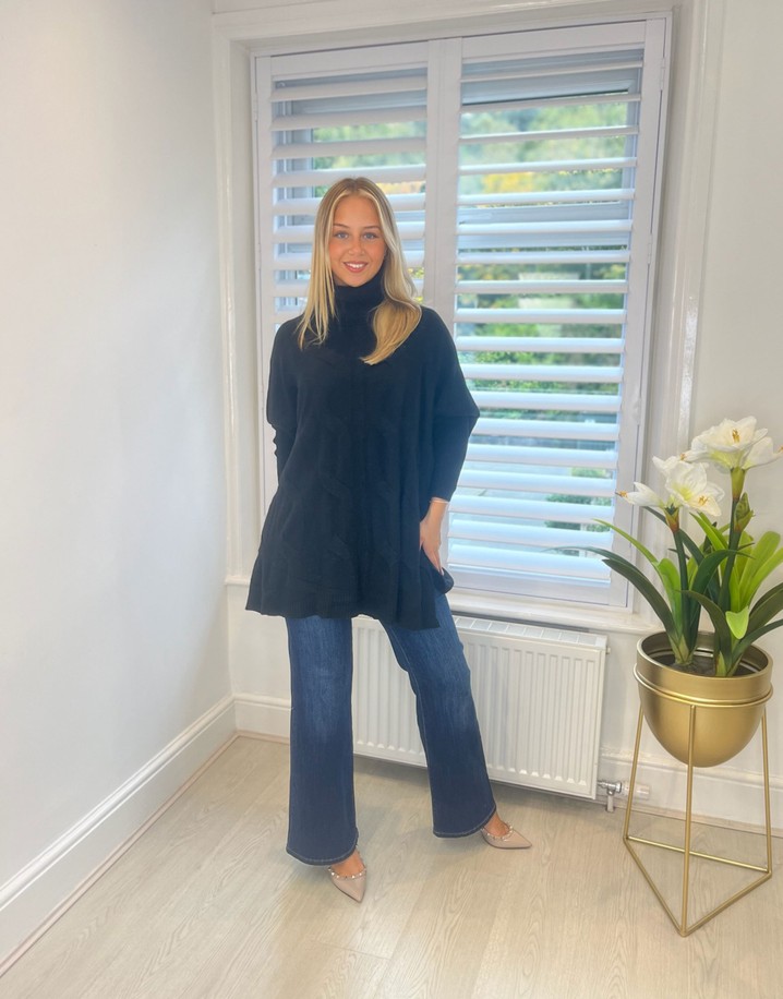 Lucy Cobb Cleo Cable Knit Jumper in Black