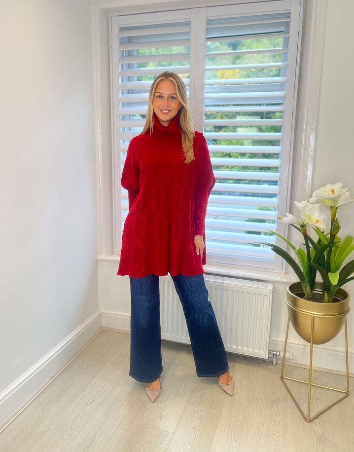 Lucy Cobb Cleo Cable Knit Jumper in Red