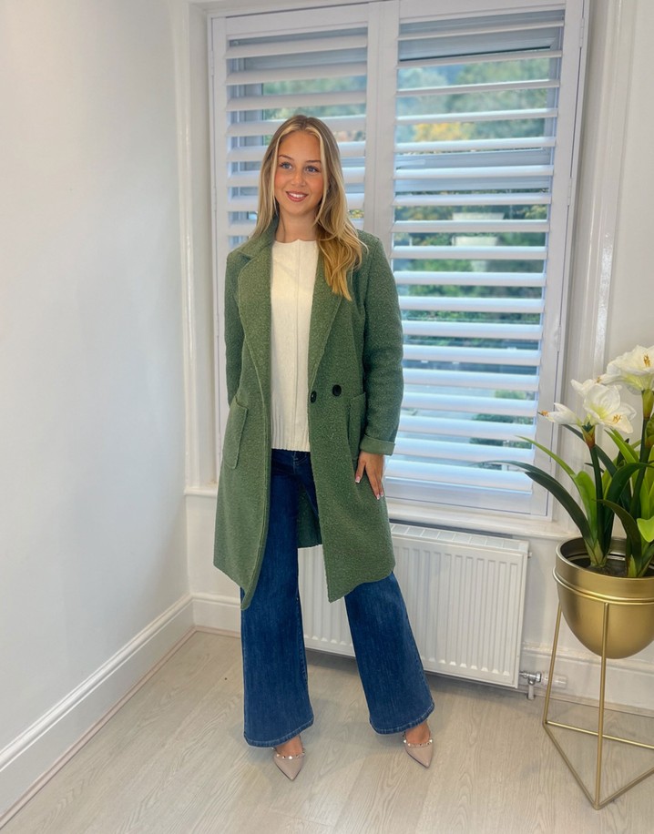 Lucy Cobb Beckie Boucle Coat - Khaki