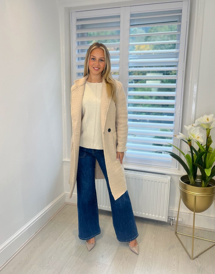 Lucy Cobb Beckie Boucle Coat - Stone