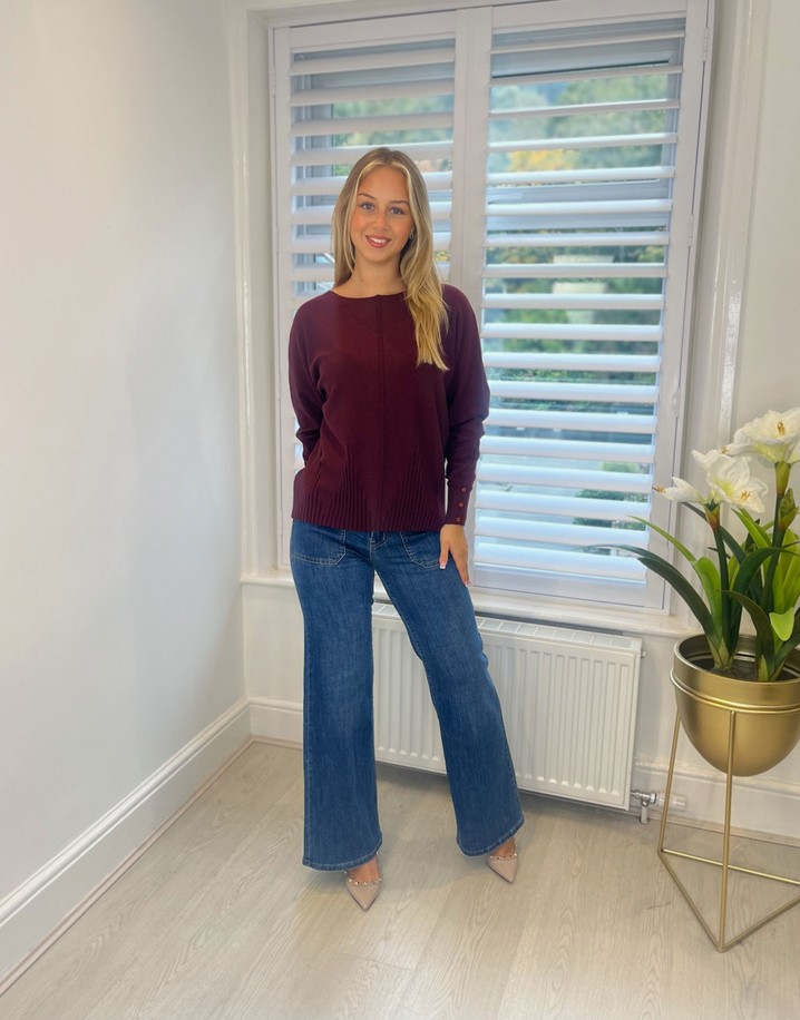Lucy Cobb Sarah Seam Front Jumper  - Berry