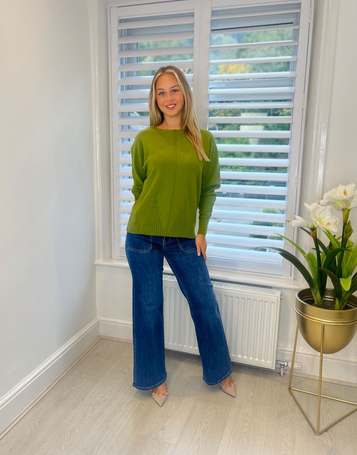 Lucy Cobb Sarah Seam Front Jumper  - Moss Green
