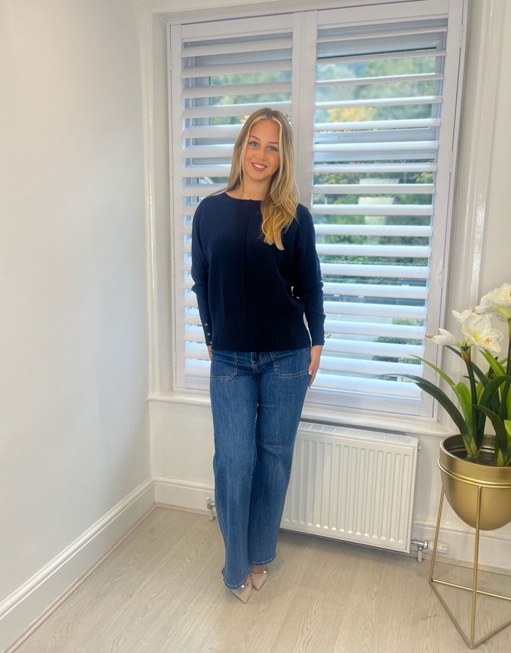 Lucy Cobb Sarah Seam Front Jumper  - Navy