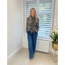 Tie Neck Leopard Print Blouse - Leopard Print Brown