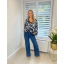 Cow Print Blouse - Black