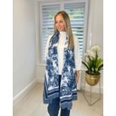 Toile De Jouy Scarf - Navy & White