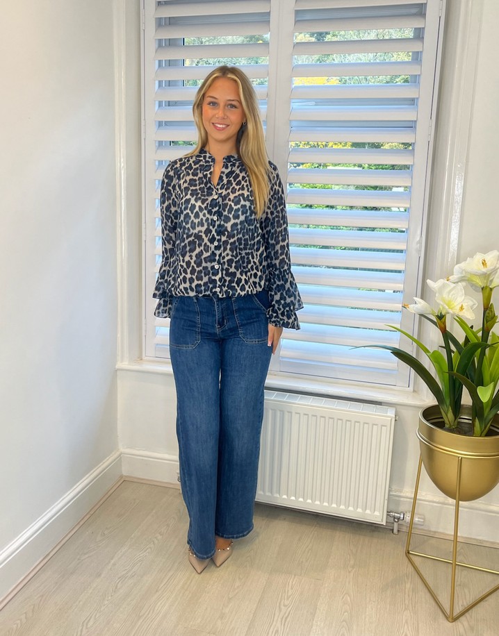 Lucy Cobb Abba Blouse  - Navy Leopard
