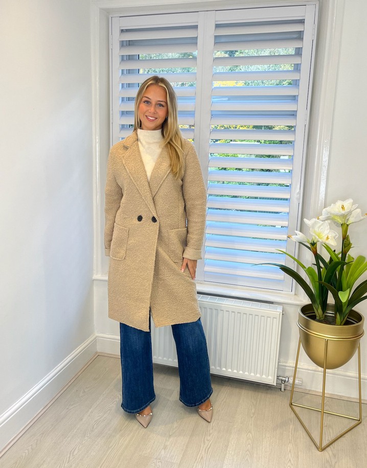 Lucy Cobb Beckie Boucle Coat in Beige