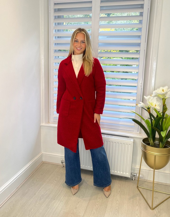 Lucy Cobb Beckie Boucle Coat in Red