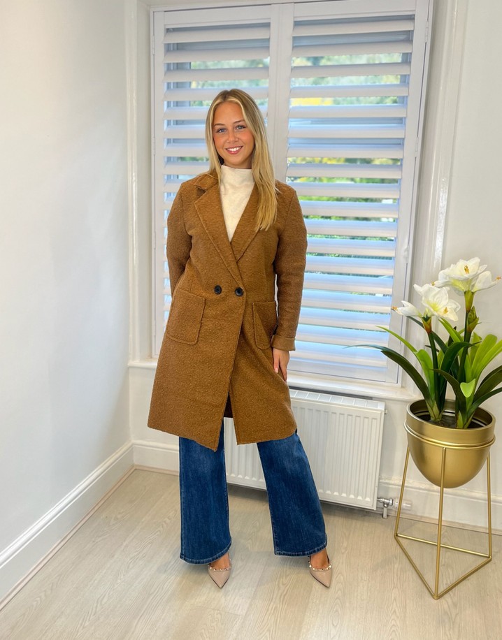 Lucy Cobb Beckie Boucle Coat in Tan