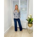 Faux Fur Heart Jumper  - Grey Mix