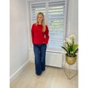 Faux Fur Heart Jumper  - Red