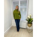 Diana Diamond Knit Jumper  - Moss Green