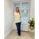 Button Sleeve V-neck Jumper - Oatmeal