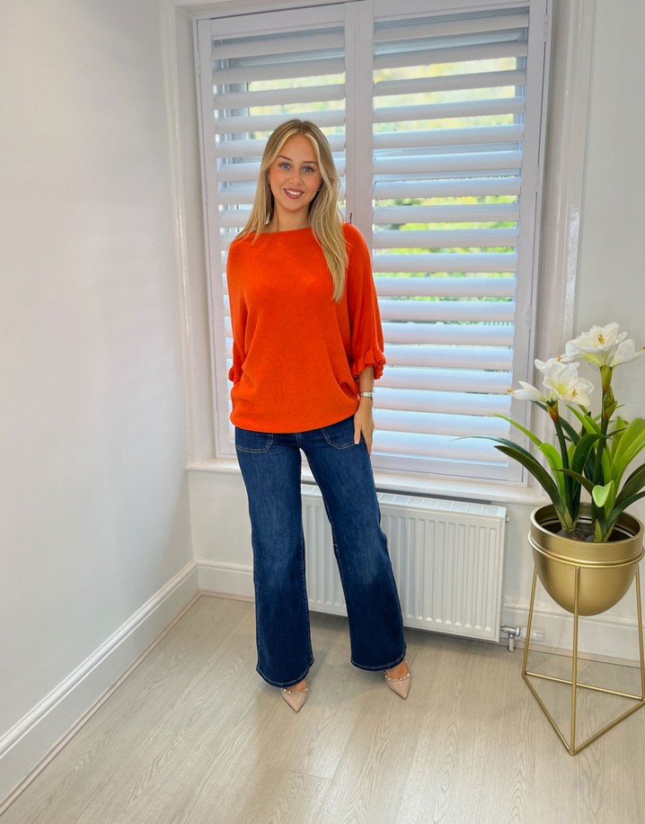 Lucy Cobb Felicity Frill Sleeve Jumper - Orange