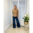 Faux Fur Heart Jumper  - Camel