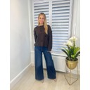 Faux Fur Heart Jumper  - Chocolate