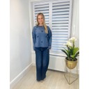 Faux Fur Heart Jumper  - Denim