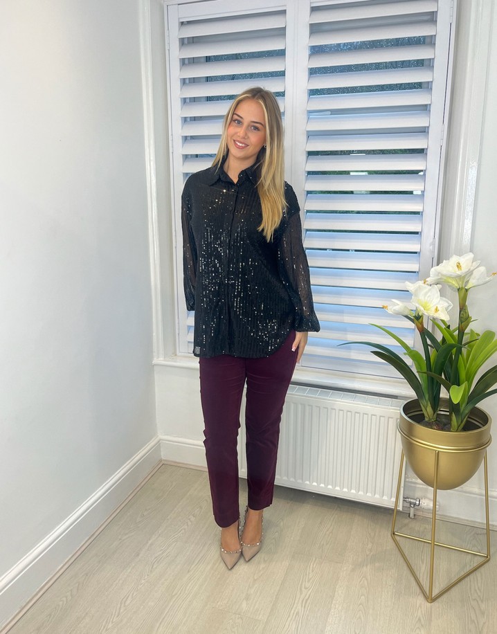 Lucy Cobb Sara Sequin Shirt - Black
