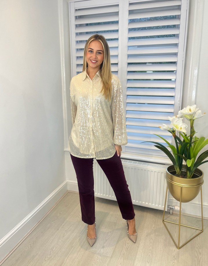 Lucy Cobb Sara Sequin Shirt - Champagne