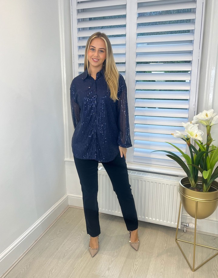 Lucy Cobb Sara Sequin Shirt - Navy