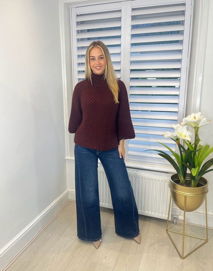 Lucy Cobb Waffle Knit Jumper - Berry