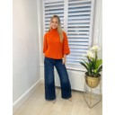 Waffle Knit Jumper - Orange