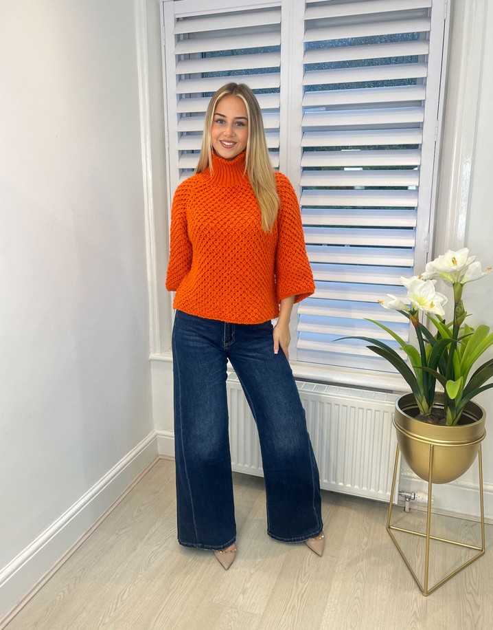 Lucy Cobb Waffle Knit Jumper - Orange