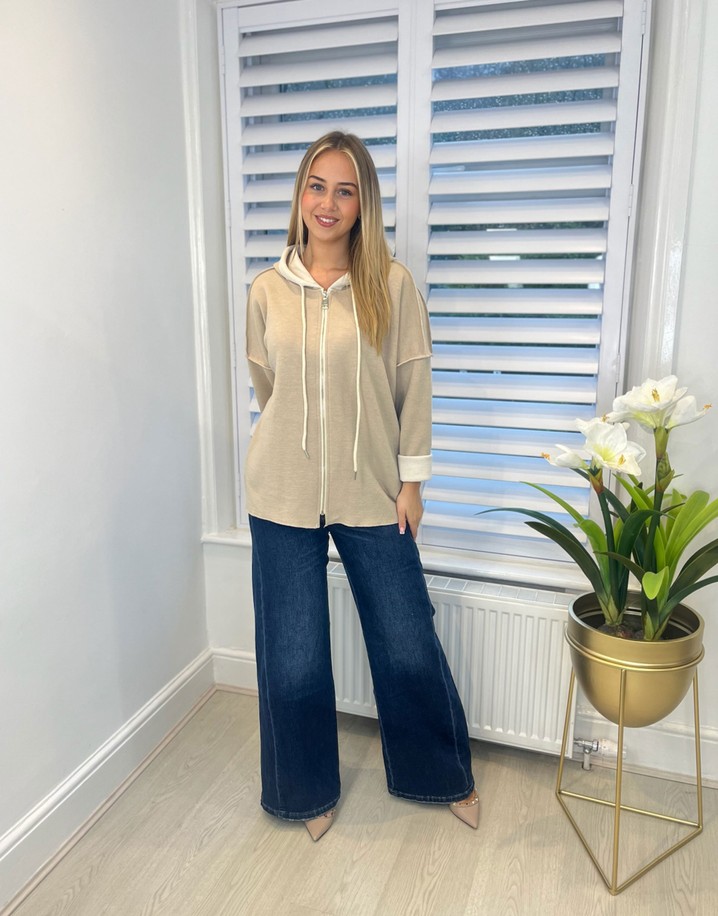 Lucy Cobb Eleanor Zip Up Hoodie - Beige