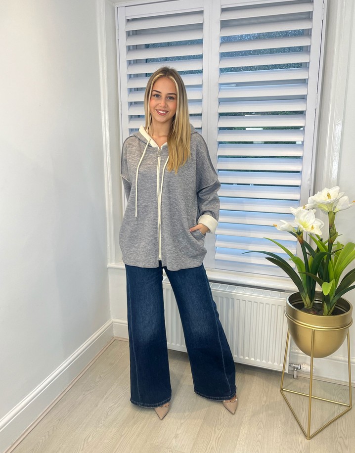 Lucy Cobb Eleanor Zip Up Hoodie - Marl Grey 