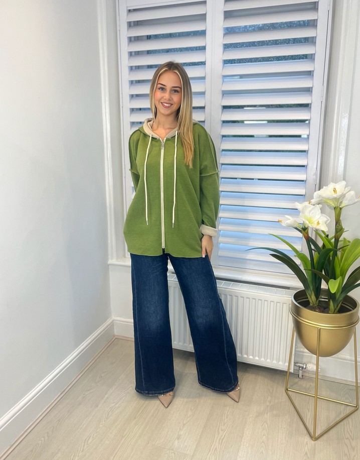 Lucy Cobb Eleanor Zip Up Hoodie - Moss Green