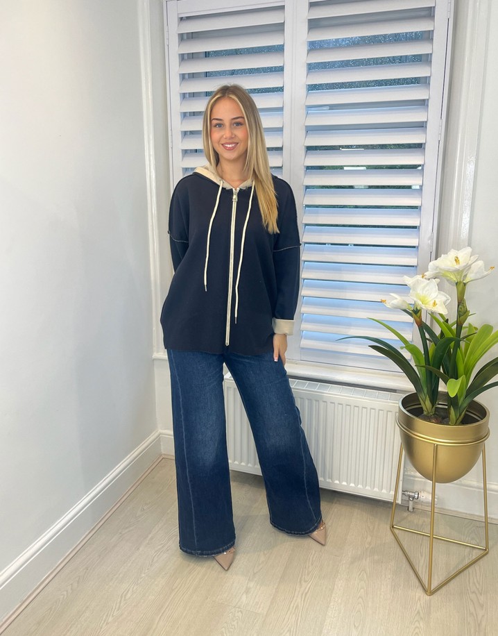 Lucy Cobb Eleanor Zip Up Hoodie - Navy