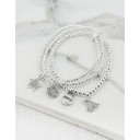Multi Charm Elasticated Bracelet - Silver