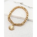Elasticated Circle Charm Bracelet - Gold