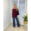 Faye Faux Fur Cuff Jumper - Wine