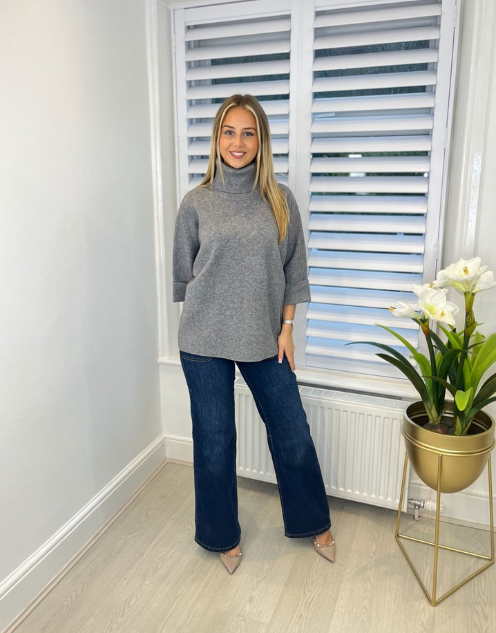 Lucy Cobb Rhia Roll Neck Jumper  - Marl Grey 