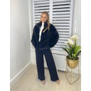 Finlee Faux Fur Coat - Navy