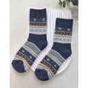 Wool Blend Socks  - Navy Fairisle