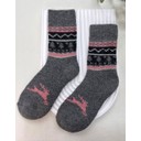 Wool Blend Socks  - Dark Grey Reindeer Fairisle