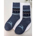 Wool Blend Socks  - Denim Reindeer Fairisle
