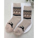 Wool Blend Socks  - Ivory Reindeer Fairisle